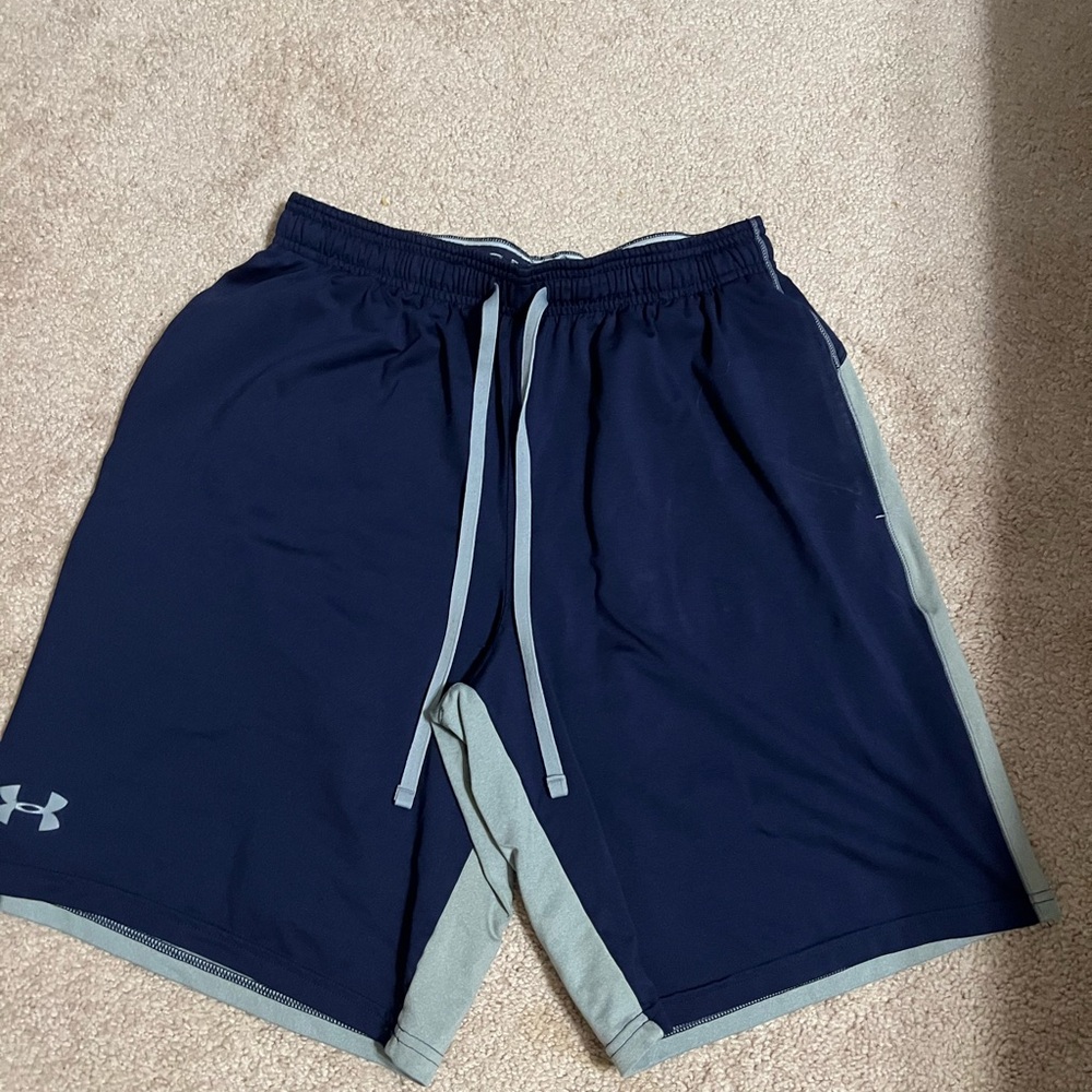 Under Armour Men's Dark Blue and Gray Athletic Shorts